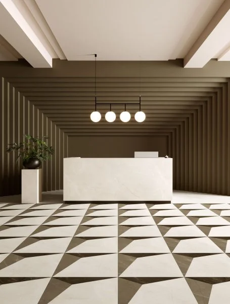 Керамогранит Coliseum Фьямма Уайт Вставка Фрэйм 60х60 (Натуральный и Реттифицированный) в Ростове-на-Дону